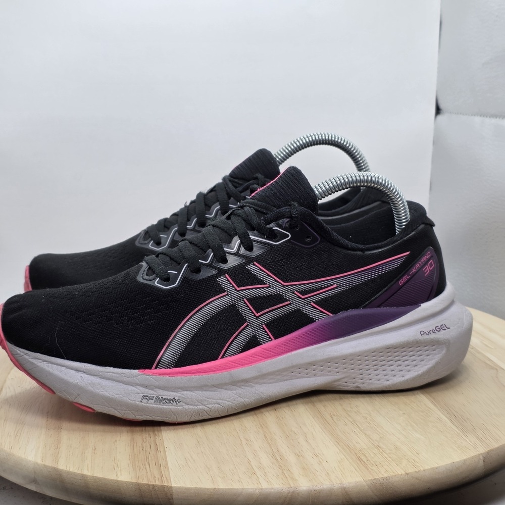 Womens Size 8 - ASICS Gel Kayano 30 Black Lilac Pink Athletic Running Shoes‎ EUC
